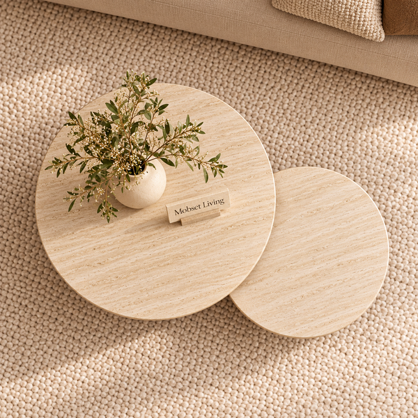 Salontafels Travertin Blad Rond 2 Stuks - Mina