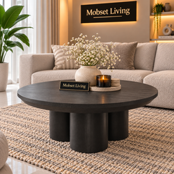 Salontafel Mangohout Zwart 3   Potig - 100 cm