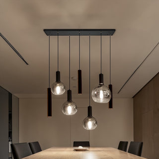 Industriële Hanglamp voor Eettafel – Smoke Glas – 7-Lichts – Dimbaar