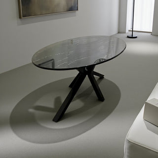 Travertin  Eettafel Ovaal Zwart – Luxe Tafel met Moderne Uitstraling