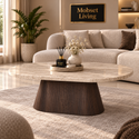 Salontafel Japandi travertin Ovaal bruin 130 cm - Kimberly