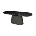 Ovale uitschuifbare Japandi eettafel – zwart MFD (160–200 cm)