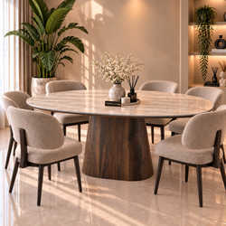 Eettafel Japandi Bruin Ovaal 180 cm - Alessia