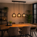 Hanglamp Eettafel Smoke Glas 3 Lichtpunten