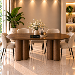 Eettafel Ovaal Bruin Mangohout 200x100cm