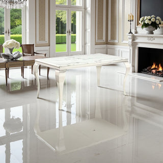 Langwerpige eettafel marmer design