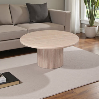 Japandi Salontafel Rond – Travertine Blad
