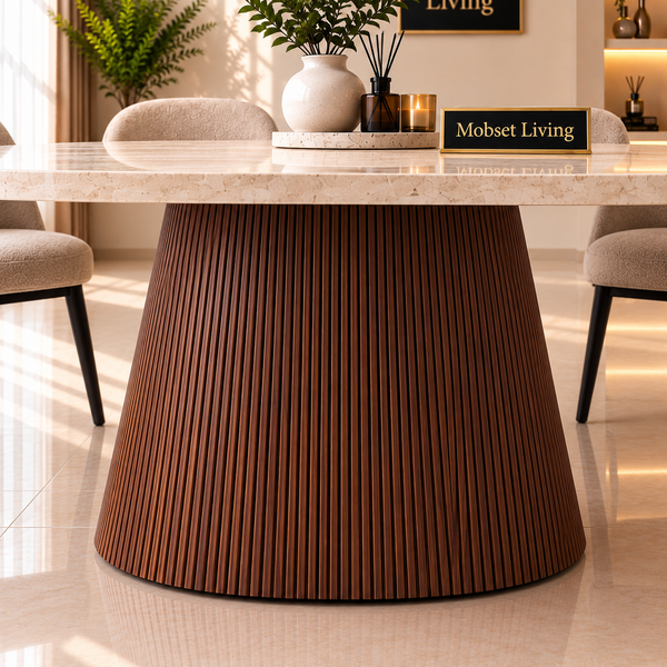 Eettafel Japandi travertin Ovaal bruin 180cm - Kimberly