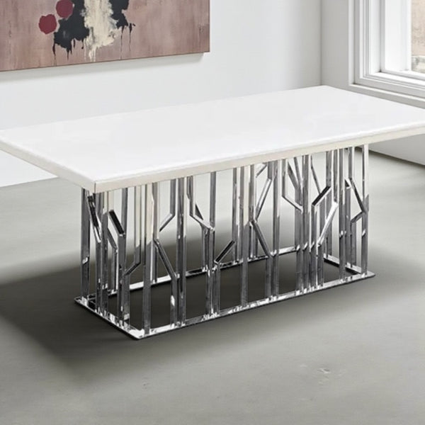Eettafel marmer langwerpig zilver