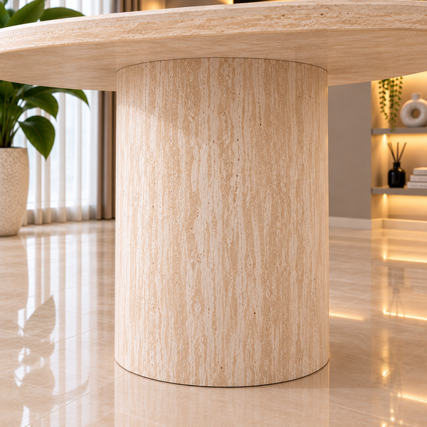 Eettafel Beige Keramiek Blad Rond 120 cm - Floor