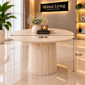 Eettafel Beige Keramiek Blad Rond 120 cm - Floor