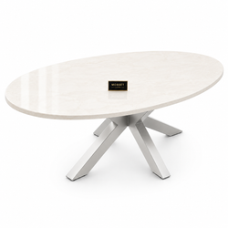 Salontafel ovaal Travertin Poten Zilver Sofia