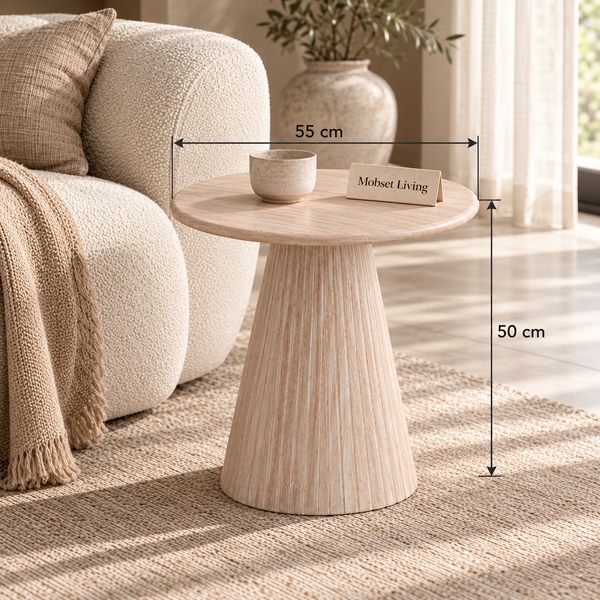 Bijzettafel Japandi Travertin Beige