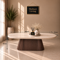 Salontafel Japandi travertin Ovaal bruin 130 cm - Kimberly