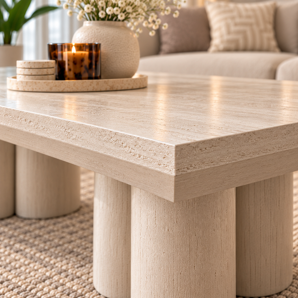 Salontafel Mangohout Crème 6 Potig - 130 cm