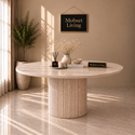 Eettafel Japandi travertin rond 130 cm - Kimberly