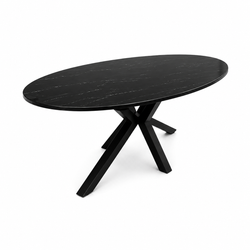 Eettafel Ovaal Zwart – Luxe Tafel met Moderne Uitstraling - 160cm