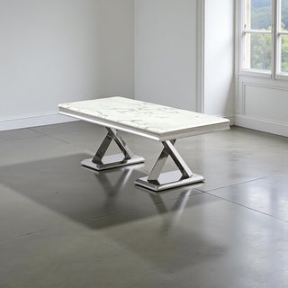 Marmeren tafel langwerpig met hoogglans blad