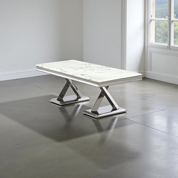 Marmeren tafel langwerpig met hoogglans blad