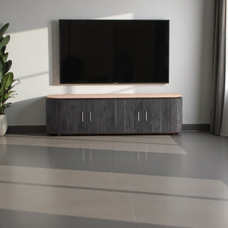 Tv-meubel Japandi travertin - Zwart