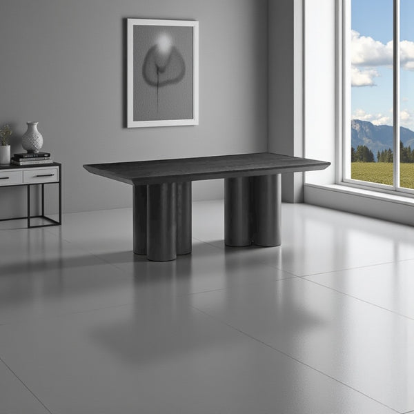 Rechthoekige Japandi eettafel – Zwart mangohout met Zes poten