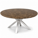 Eettafel bruin poten zilver Travertin 130cm