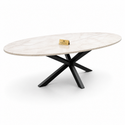 Eettafel ovaal travertin Crème – Zwarte poten - 180cm