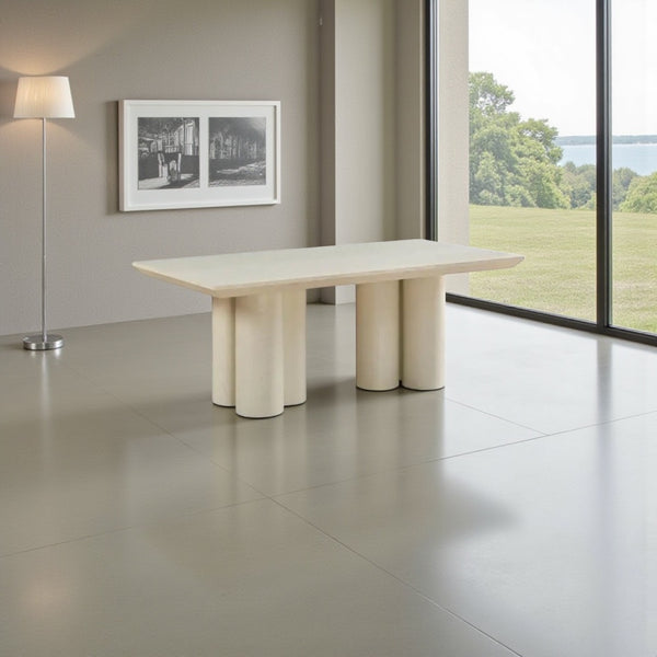 Rechthoekige Japandi eettafel – Crème mangohout met Zes poten