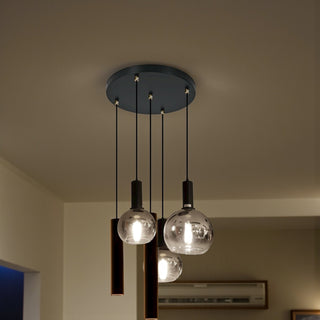 Industriële Hanglamp – Smoke Glas – 5-Lichts – Dimbaar