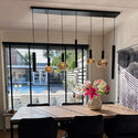 Amber Hanglamp Eettafel – Langwerpig Model – 4 Bollen + 3 Buisspots– 7 Lichtpunten