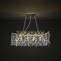 Ovale Eethoek Hanglamp Kroonluchter met Luxueuze Stenen Goud-10 Lichtpunten