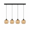 Hanglamp Eettafel Amber Glas 4 Lichtpunten