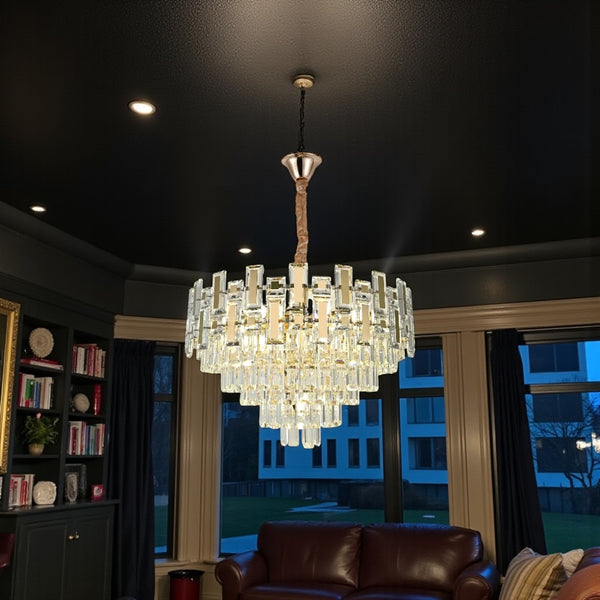 Hanglamp goud met Glas en Kristallen stenen 60 Ø