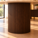 Eettafel Japandi travertin rond bruin 130 cm - Kimberly