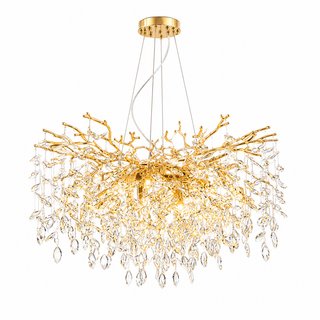 Hanglamp Kroonluchter Goud met Kristallen Stenen- 10 Lichtpunten