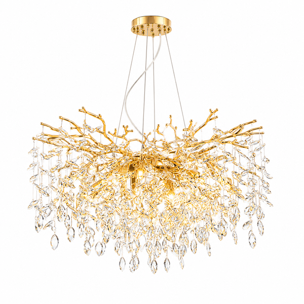 Hanglamp Kroonluchter Goud met Kristallen Stenen - 6 Lichtpunten