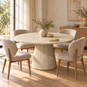 Japandi Eettafel travertin rond 130 cm - Kimberly