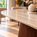 Eettafel Japandi travertin Ovaal bruin 180cm - Kimberly