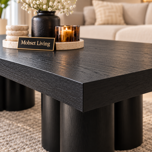 Salontafel Mangohout zwart 6 Potig - 130 cm