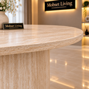 Eettafel Beige Keramiek Blad Rond 120 cm - Floor