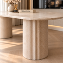 Eettafel Japandi travertin 2 potig ovaal 180cm - Kimberly