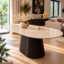 Eettafel Japandi travertin Ovaal bruin 180cm - Kimberly