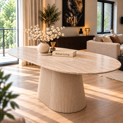 Eettafel Japandi travertin Ovaal 180 cm - Kimberly