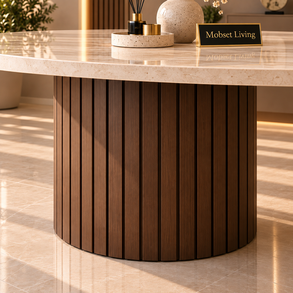 Eettafel Japandi Keramiek Ovaal bruin 180 cm - Stella