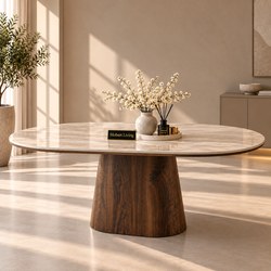 Eettafel Japandi Bruin Ovaal 180 cm - Alessia