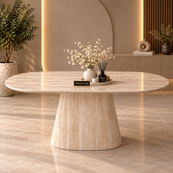 Eettafel Japandi Beige Ovaal 180 cm - Floor