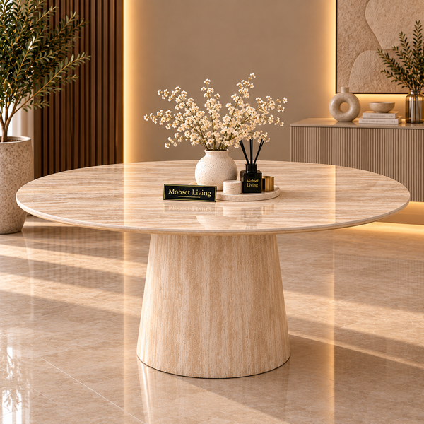 Eettafel Beige Japandi Rond 120 cm - Floor