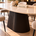 Eettafel Japandi travertin Ovaal bruin 180cm - Kimberly