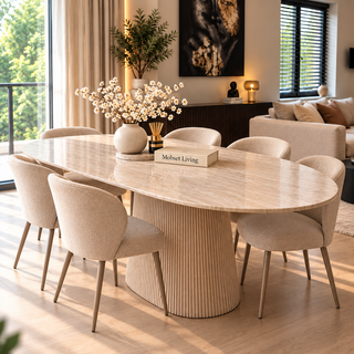 Eettafel Japandi travertin Ovaal 180 cm - Kimberly