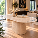 Eettafel Japandi travertin Ovaal 180 cm - Kimberly